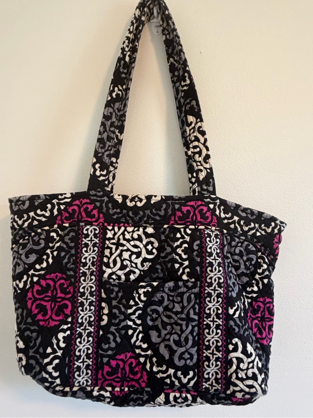 Vera Bradley Black, Pink & Gray Quilted Pattern Tote